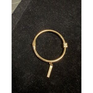 Ashley Bridget Bangle Bracelet Gold Tone Guardian Believe Charm‎ AB Hinge Cuff